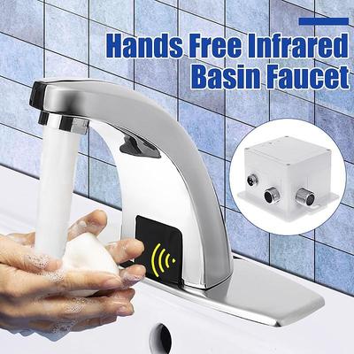 Sensor Faucets Inductive Water Tap Bathroom Deck Mounted Alloy Automatic Infrared Sensor Sink Basin Faucet Hands Auto Mixer Tap