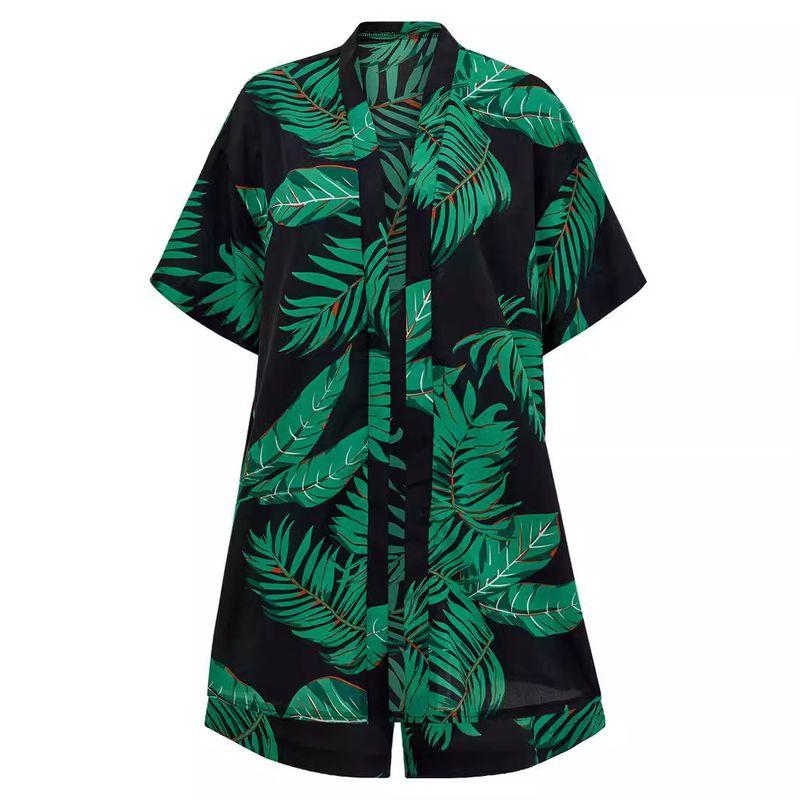 Cardigan Set2025 European and American Summer New Women clothes Fashion Print Leisure Vacation Cardigan Shorts Set