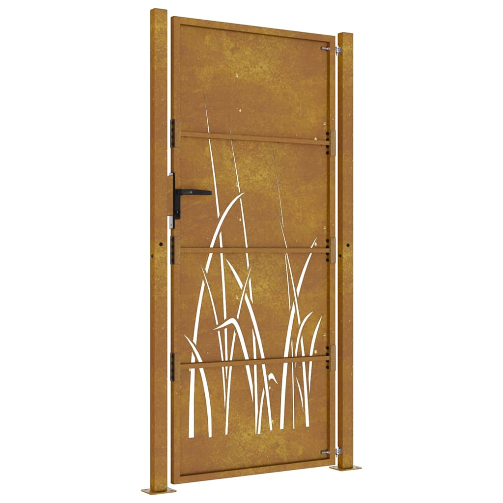 Garden Gate 100x175 Cm Corten Steel Grass Design