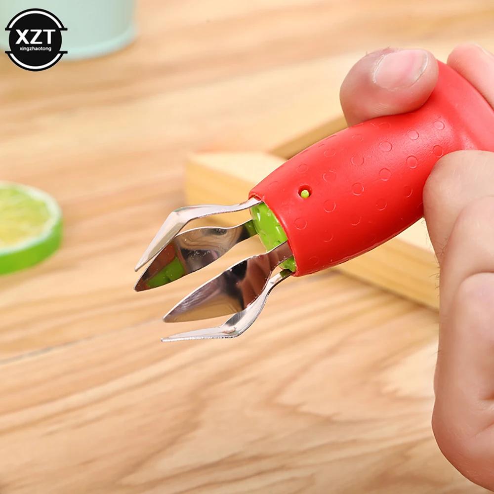 1pc Strawberry Core Removal Tool Metal Plastic Fruit Knife Stem Removal Small Tool Salad Cake Making Kitchen Accessories