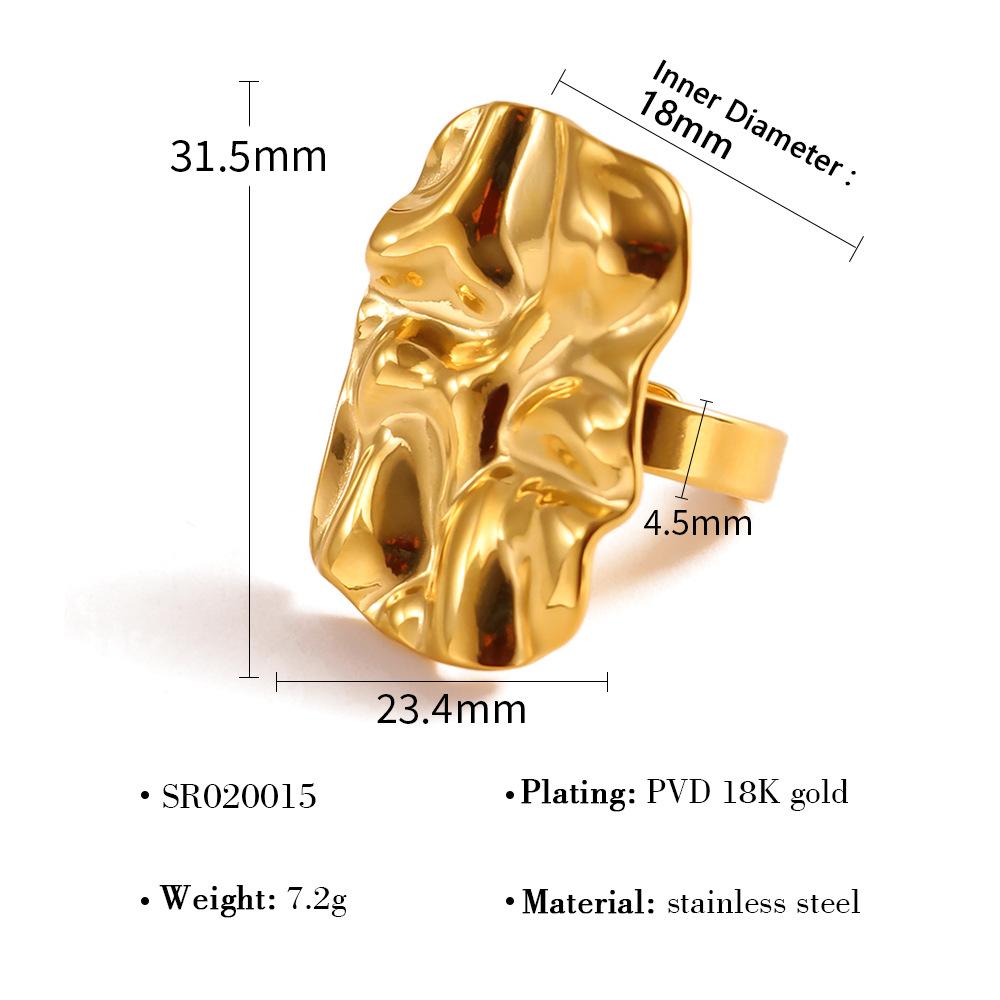 

Модные кольца из нержавеющей стали с покрытием, женские ретро-роскошные нерегулярные плиссированные кольца из титановой стали