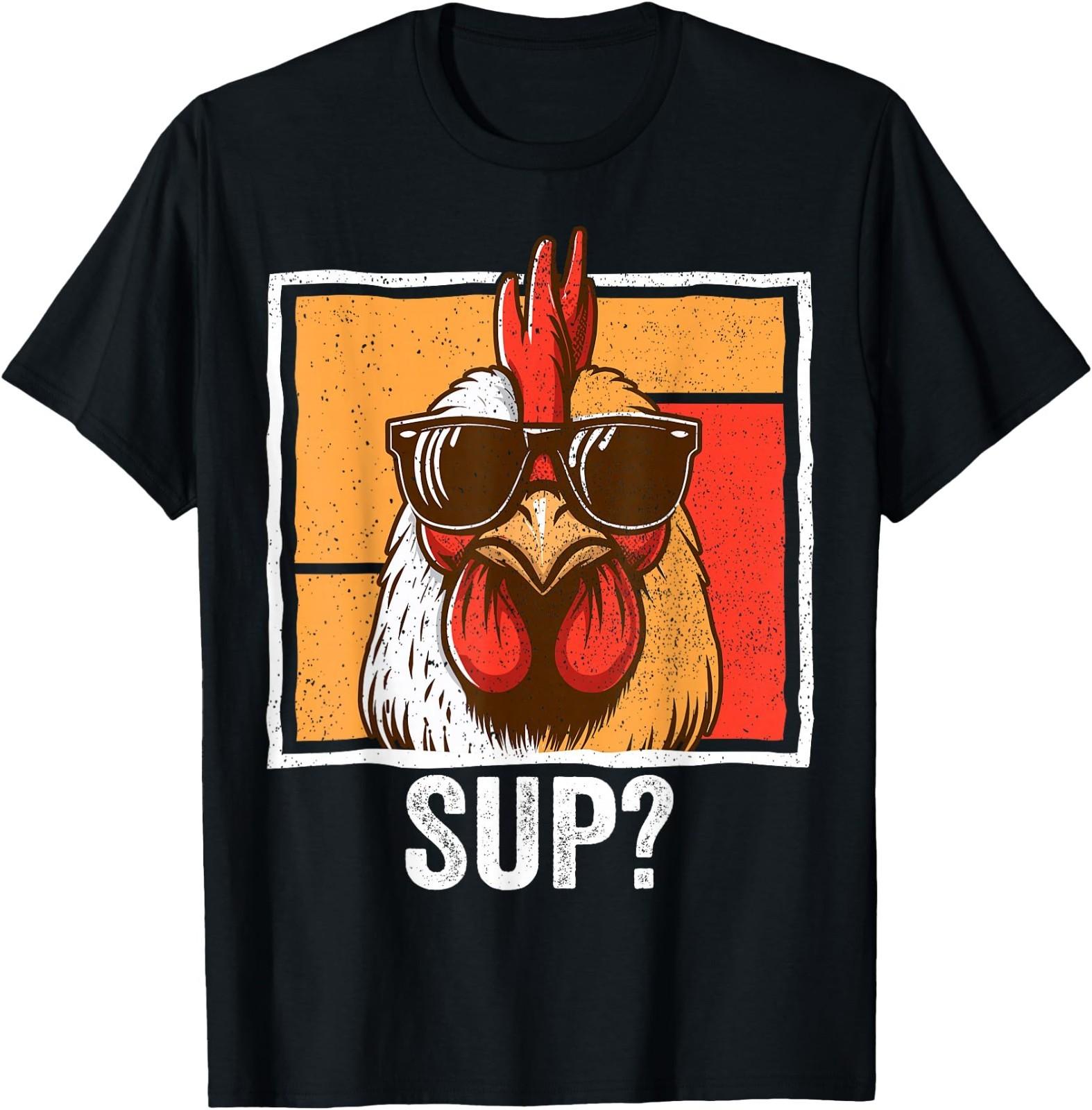 Chicken Sunglasses Animal Farm Funny for Farmer Men Women T-Shirt XL