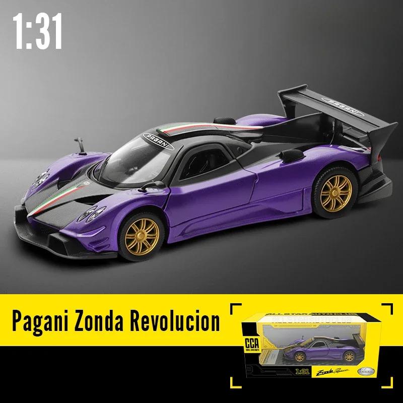 1/31 Pagani Zonda Revolucion Sportwagenmodell aus Legierung, Spielzeugautos aus Metalldruckguss im Maßstab 1:31 mit Sound- und Lichtsammlung, Spielzeug für Jungen