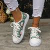 Christmas Casual Flat Baseplate Shoes Women's Large Size Santa Pattern Lace-up Canvas Shoes