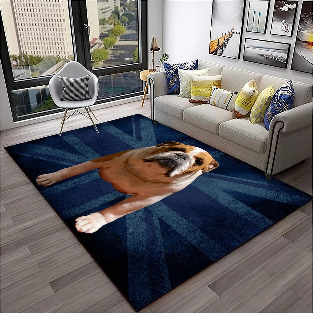 French Pit Bull Dog Pet Cartoon Carpet Rug for Home Living Room Bedroom Sofa Doormat Decor,kids Play Area Rug Non-slip Floor Mat