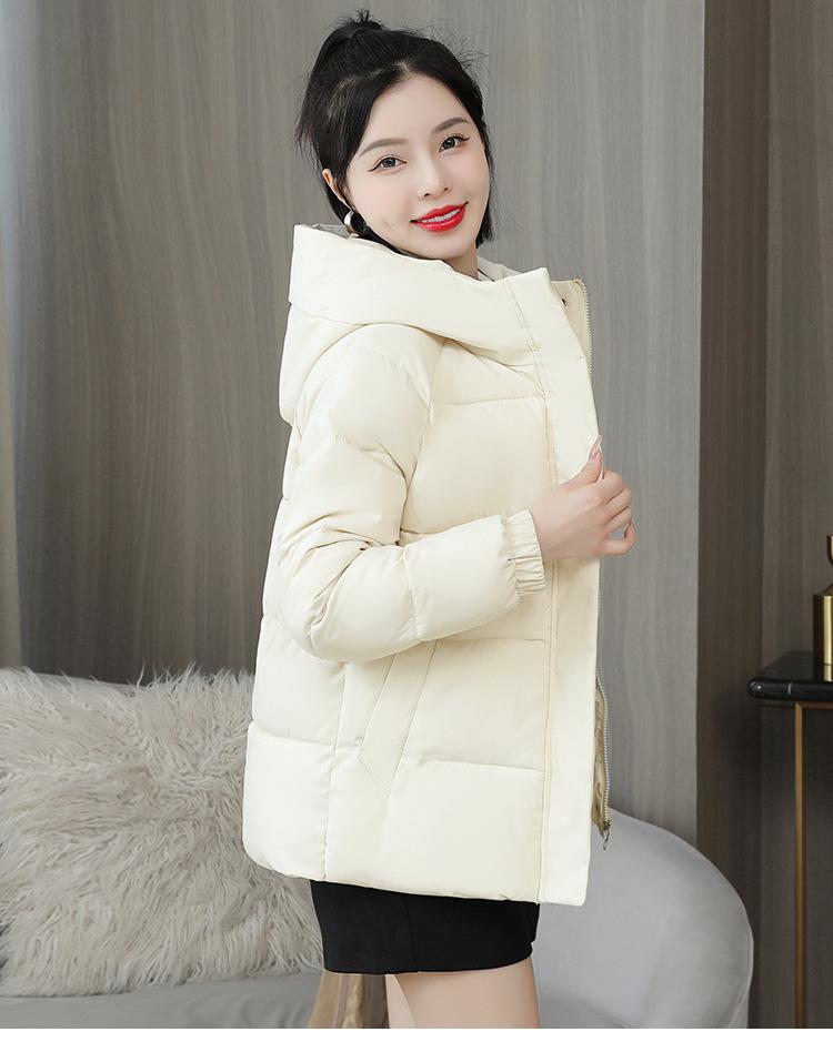 Herbst/Winter Damen Einfarbige Kapuze Lose Lässige Gepolsterte Warme Kurze Damenjacke 6 Farben