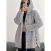 Women Fleece Jackets Autumn Winter Long Sleeve Button Loose Velet Cardigan Sweatshirt Outwear