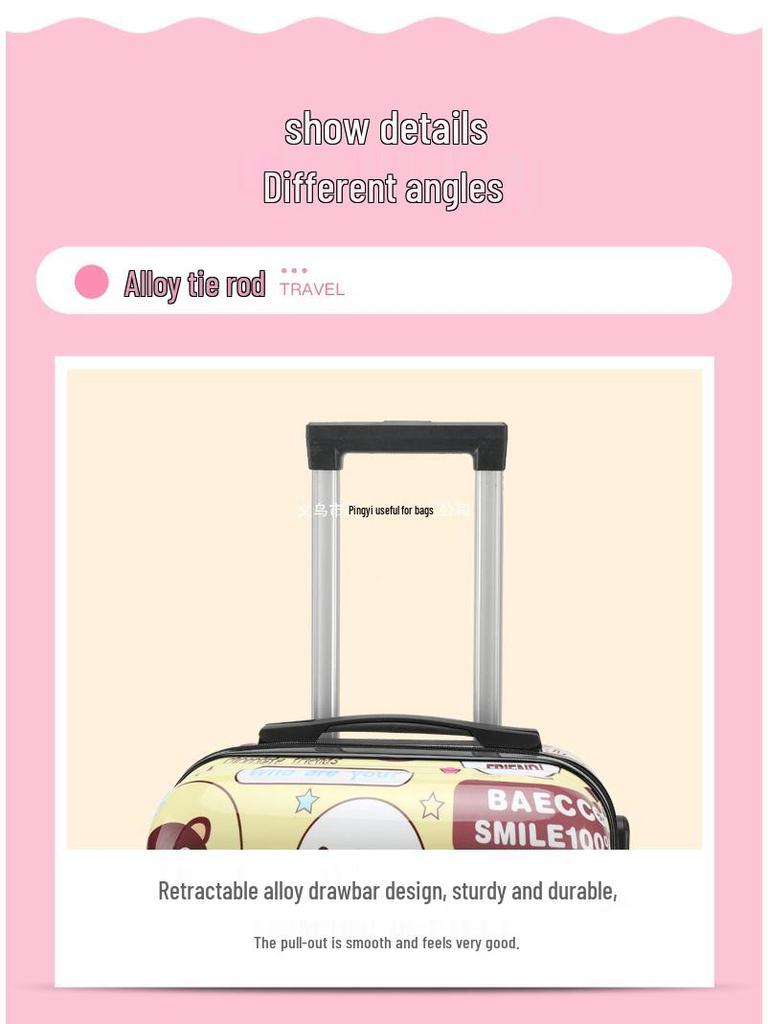 20-Inch Kids' Cartoon Trolley Case: Universal Wheels, Password Lock, Cute Carry-On for Boys and Girls