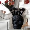 Makeup Brush Holder Skull Shape Large Capacity Makeup Brush Container Sturdy Resin Construction Storage Organizer