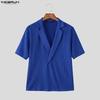 INCERUN Summer Men V Neck Short Sleeve Striped Rib Casual T-shirts Tops