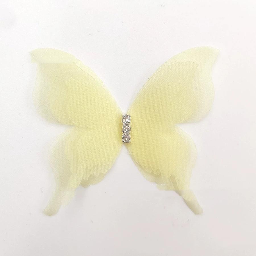 10 Stück Farbverlauf Organza Stoff Schmetterling Applikationen 3D 5CM Chiffon Schmetterling Verträumt Durchscheinend DIY Nähen Basteln Dekoration