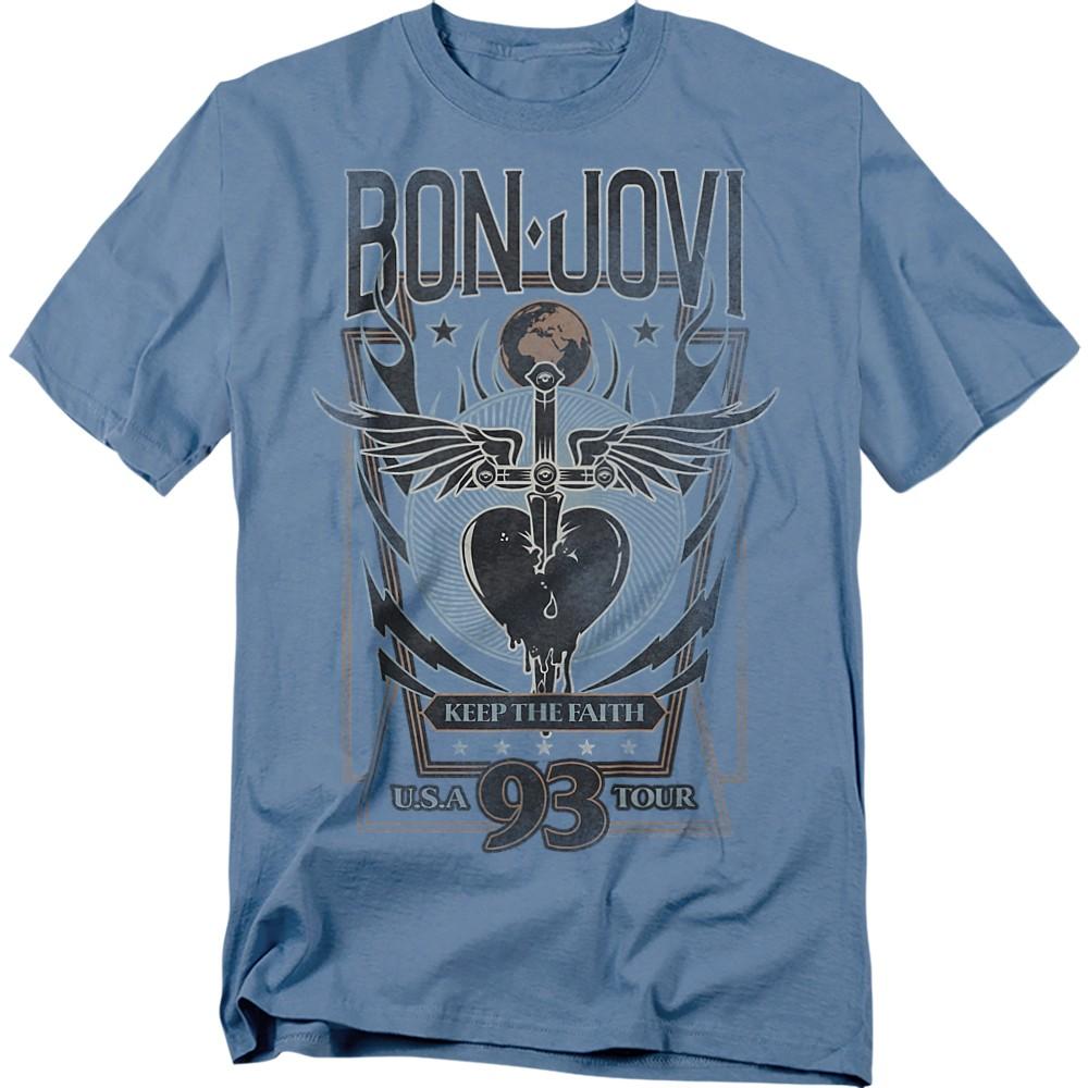 Bon Jovi Keep The Faith T-Shirt S-3XL Carolina Blue S