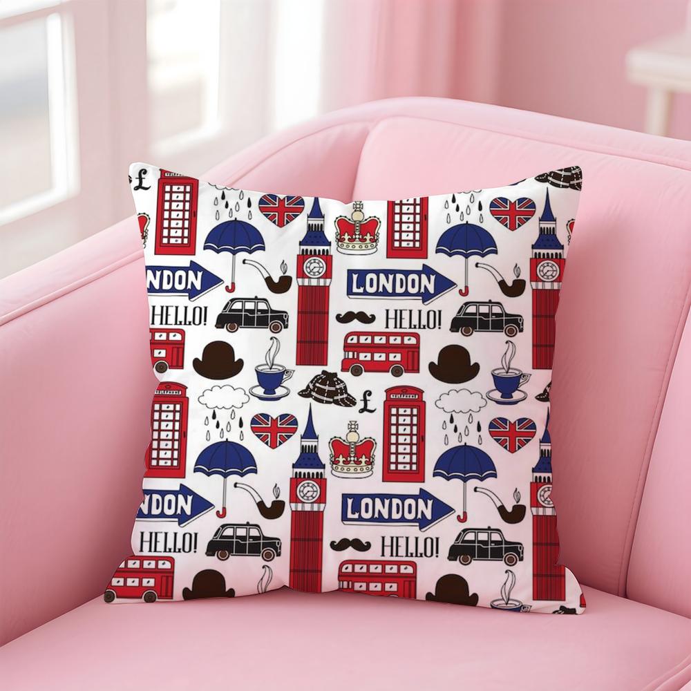 LOVE England Printed Cushion Cover Comfortable Reversible Pillow Cover Ideal for Car Sofa Bedroom & Beyond