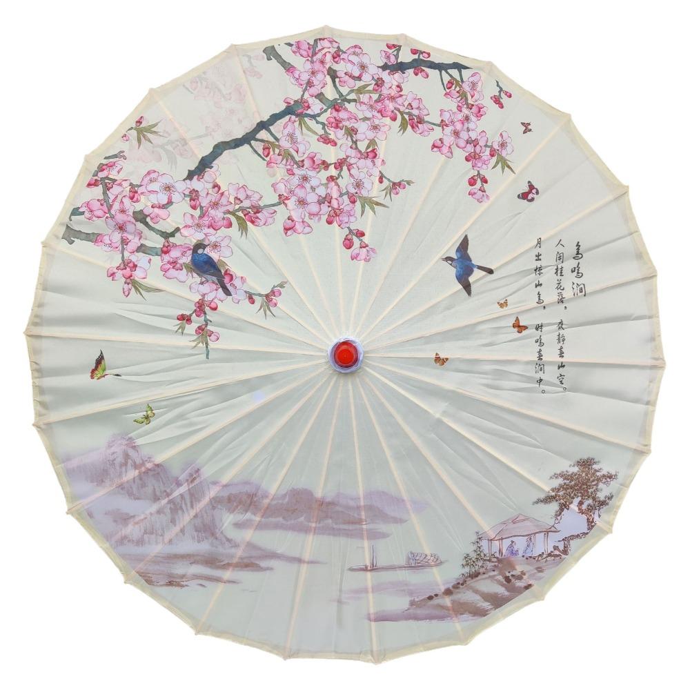 Chinese Style Silk Cloth Women Umbrella Handheld Chinese Oil Paper Umbrella  Hotel Ceiling Style 14
