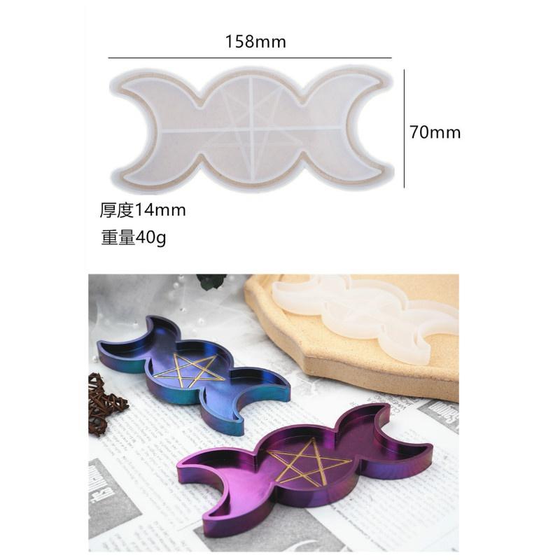 DIY Krystall Epoksy Resin Form Sol Måne Fase Boks Plate Måne Speil Silikonform