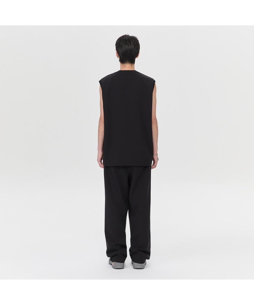 Keoseuuteommellou Black Woven Sleeveless T-Shirt Cwtam26611Bkx
