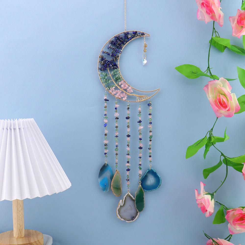 Tree of Life Agate Slice Crystal Pendant - Handmade Craft