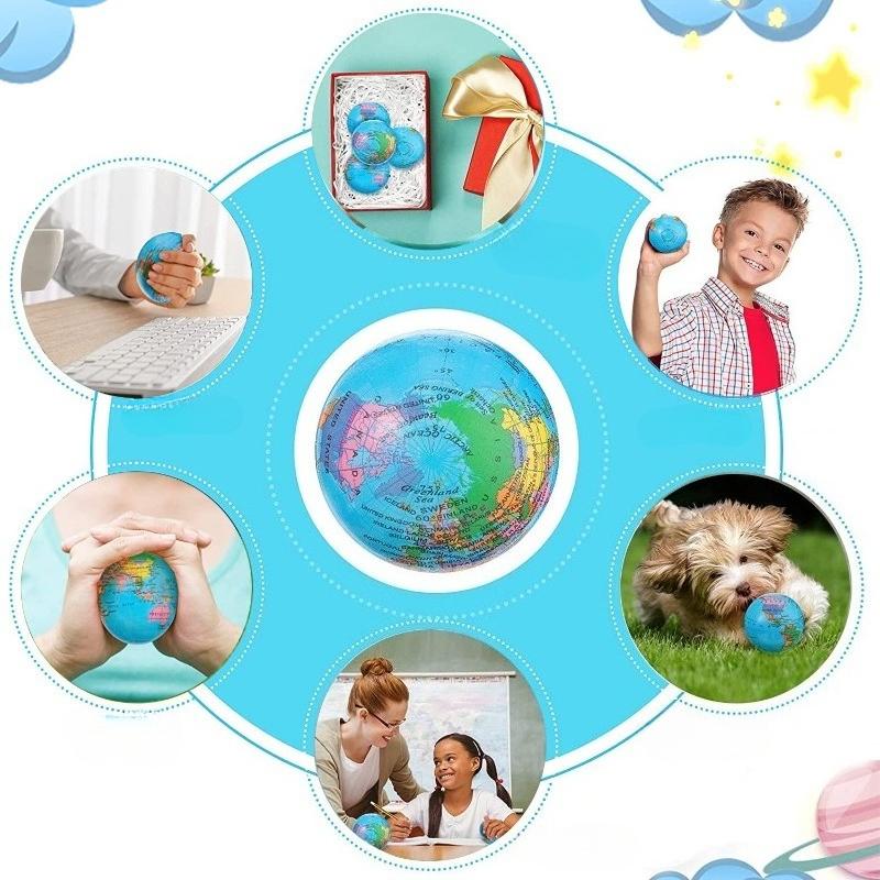 Earth Shape Pet Fetch Toy 6Pcs Soft PU Foam Toss Catch Ball for Outdoor Dog Exercise Interactive Play Training Fun