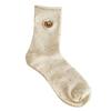 Women's Colorful Polka Dot Cartoon Embroidery Mid-Calf Gauze Socks - Korean Style Cute Rolled Edge