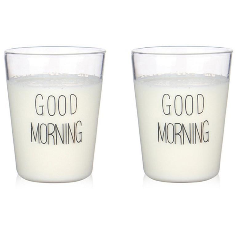2Pcs Glass Cups Tea Coffee Mug Breakfast Milk Juice Cup Iced Beer Latte Mug Salad Dessert Smoothie Cup Summer Drinking Glasses