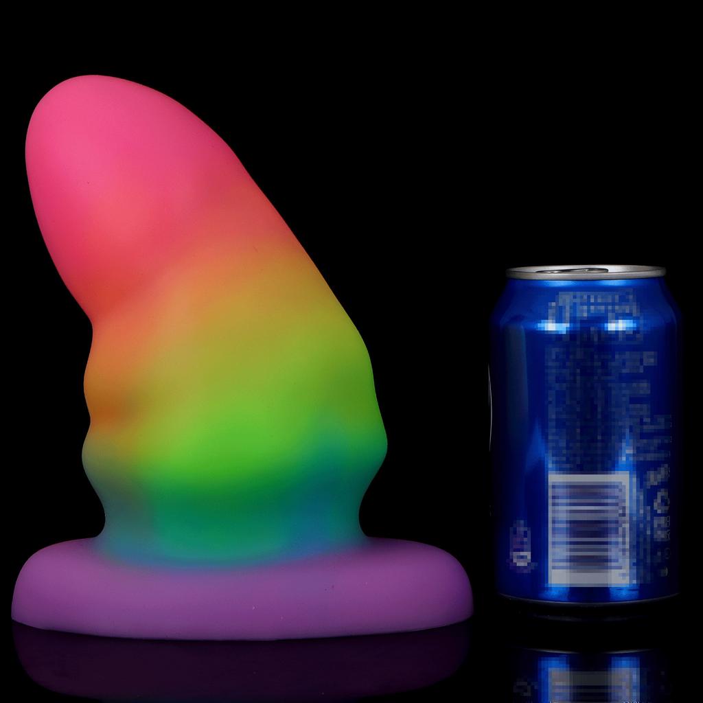 Mixed Color Glowing Dildo Simulation For Men And Women In The Backyard  Used For Masturbation As An Adult Product