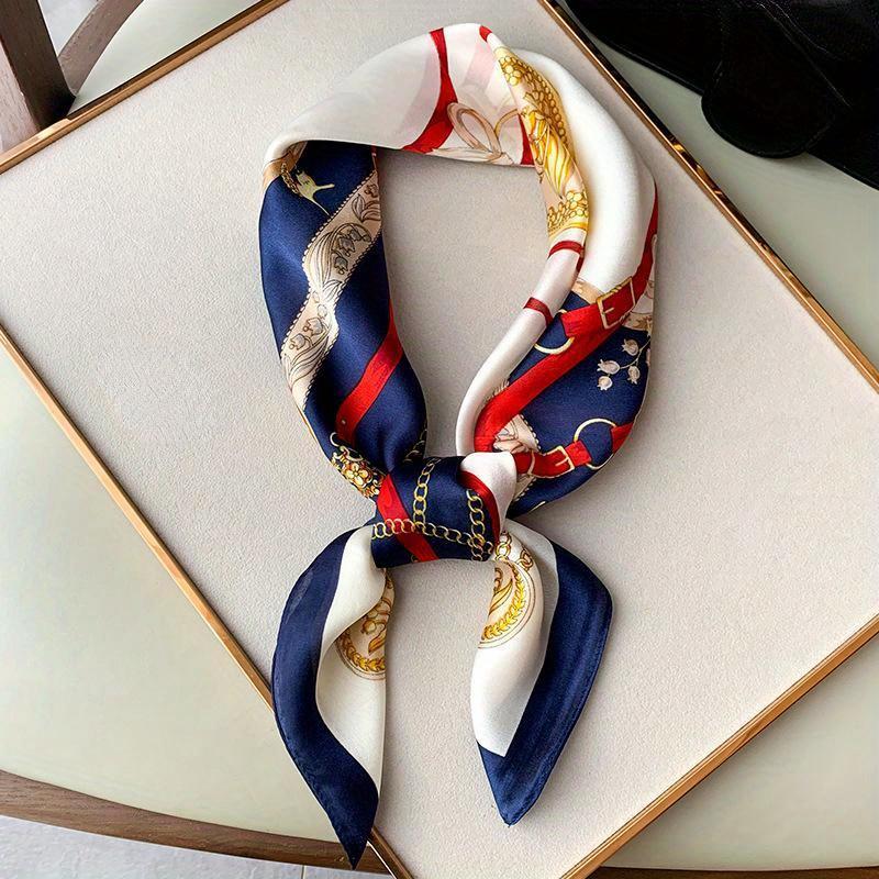 Luksuriøst 70 cm firkantet skjerf i simulert silke for kvinner Hijab Hårbånd Halsklede Dame Sjal Bånd Hodebånd Mote Wraps Bandana