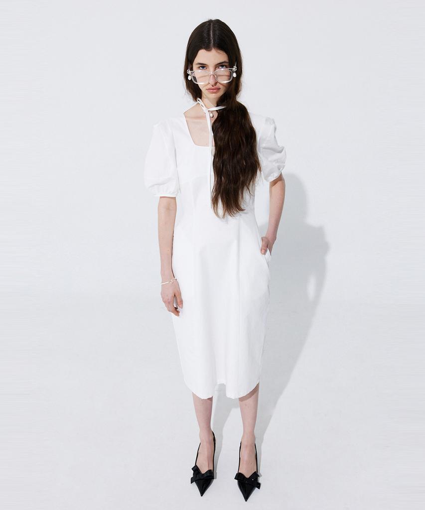 Bundercammer Pearl Balloon Line Dress_White