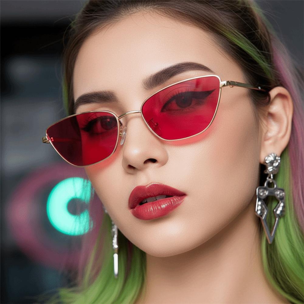 Vintage Cat Eye Sunglasses Metal UV Protection Sunglasses Square Metal Frame Sunglasses  Outdoor