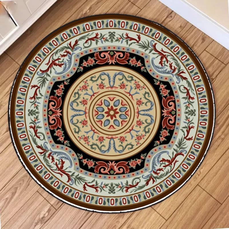 

Ethnic Geometry Focus Carpet, Radiant Kaleidoscope Pattern on Navy Background Rug, Textured Floor Mat for Meditation Room Decor 40x40cm