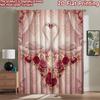 2D Flat Printing 2pcs Curtain Window Curtains Valentine's Swan Roses Digital Printed Polyester Drapes All Season Party & Holiday