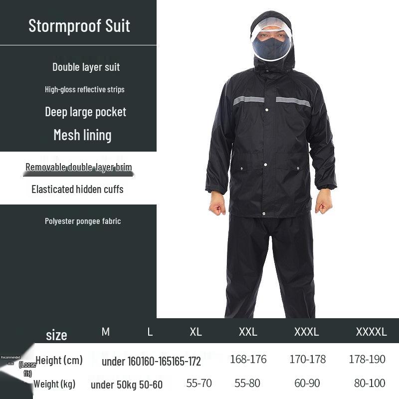 Herr Stormsäker Delad Regnrock och Byxor Set för Elmotorcykelkörning
