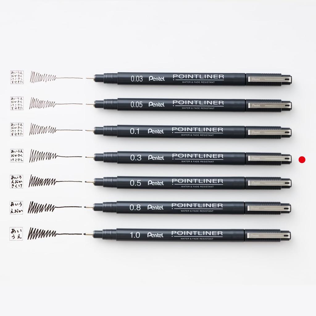 PENTEL Point Liner 10 Water-Based Pen, 0.3mm, Black, Pens, S20P-3AD(10)
