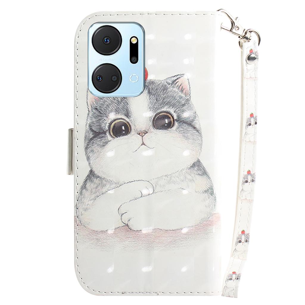 PU Leather Case for Honor X7a 5G Protective Case Wallet Phone Cover with Strap