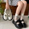 Fashion versatile retro black thick-soled shallow single shoes women's summer 2025 with skirt height-increasing small leather shoes Mary Jane shoes
