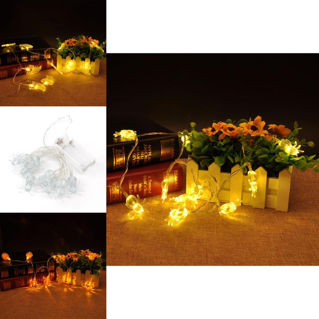 String Led Halloween Lights Pumpkins Spiders Skeleton Window Decor Lights Fairy