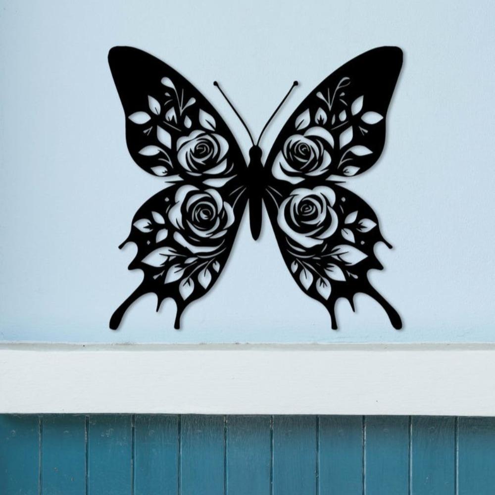 3D Butterfly Metal Wall Sculpture, Modern Iron Art, Creative Animal Home Decor, Wall Hanging Ornament for Living Room Bedroom