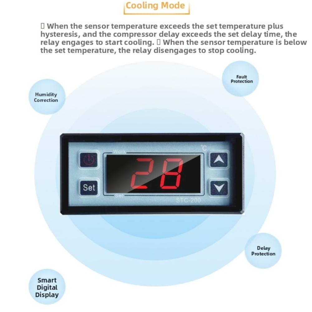 Temperature Controller Thermostat Digital with Dual Sensors for Incubators For Water Heaters and Refrigerators