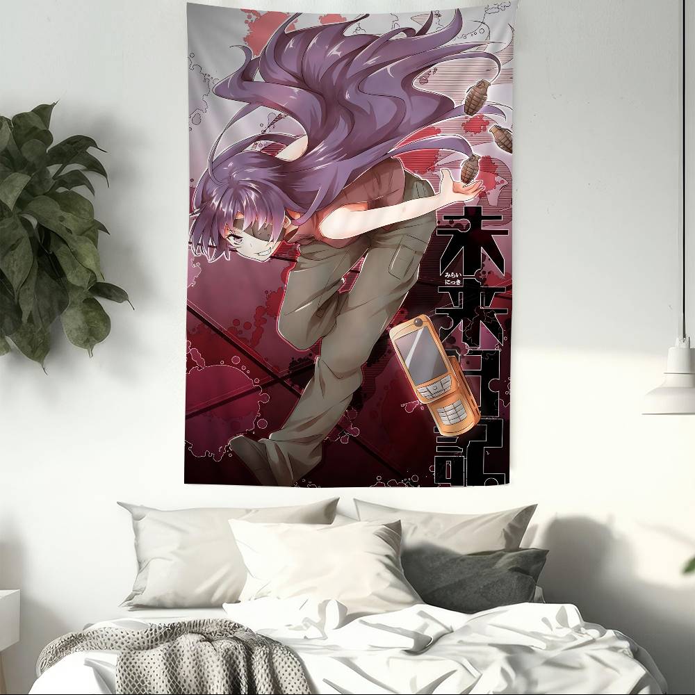 Anime Figure Mirai Nikki The Future Diary Anime Tapestry Hippie Flower Wall Carpets Dorm Decor Cheap Hippie Wall Hanging