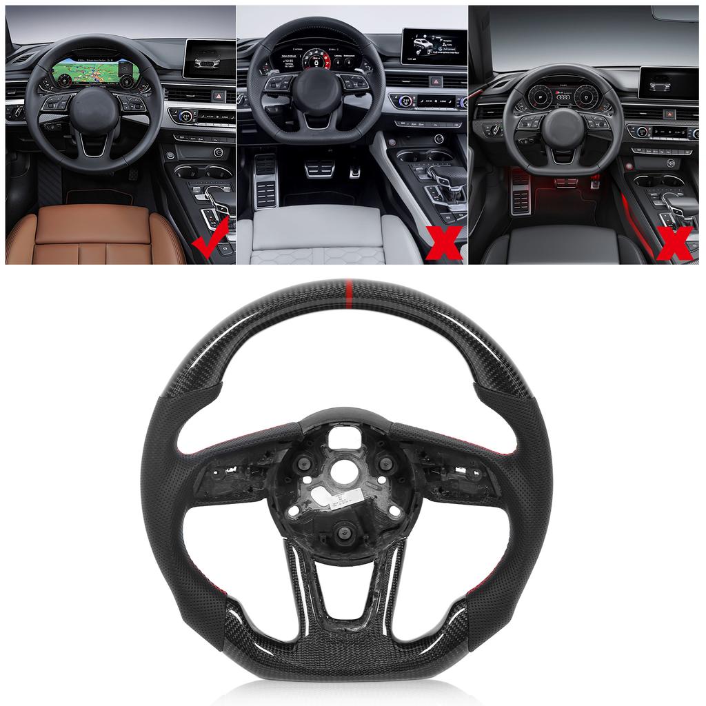 Carbon Fiber Steering Wheel Nappa Perforated Leather Replacement for A3 8V A4 A5 B9 2017‑2021