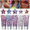 Independence Day Body Glitter Gel Patriotic Red White Blue Face