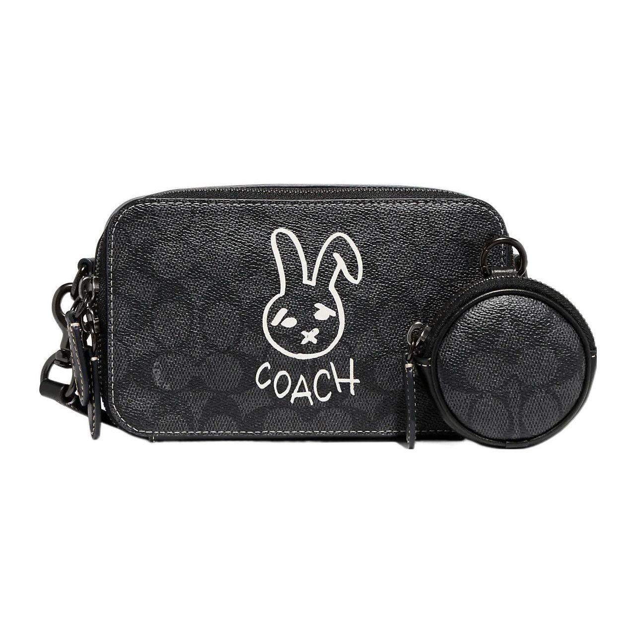 

Coach Charter 19 Classic Monogram Zip Closure Rabbit Print Coated Canvas And Calfskin Shoulder Bag Small Men Shoulder Bag Black CF932-A5F Basic Set (Bag+Dust Bag)