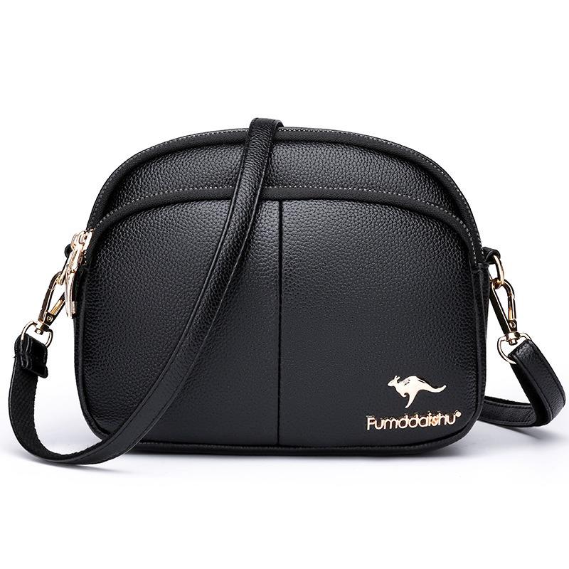 Sufficient soft leather splicing three-layer women's small bags diagonal span bags are all simple trendy shopping bags