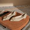 Pointed flat-soled single shoes, new square buckle, shallow mouth, one pedal, Mary Jane women's versatile and comfortable