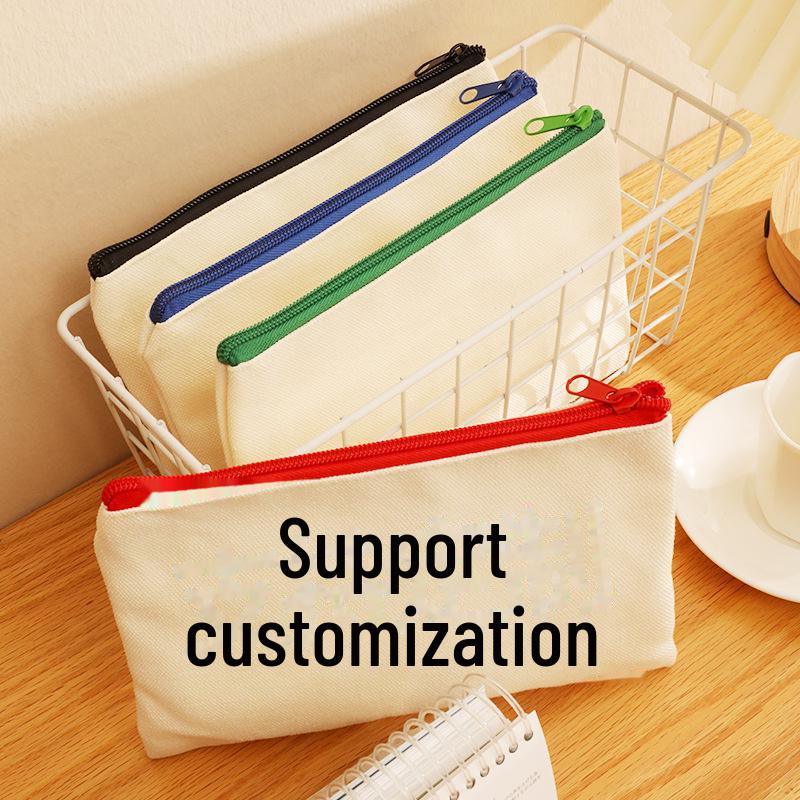 Leere DIY Handbemalte Reißverschlusstasche: Personalisierbarer Stifthalter, Kosmetiktasche, Clutch und Logoaufdruck verfügbar.