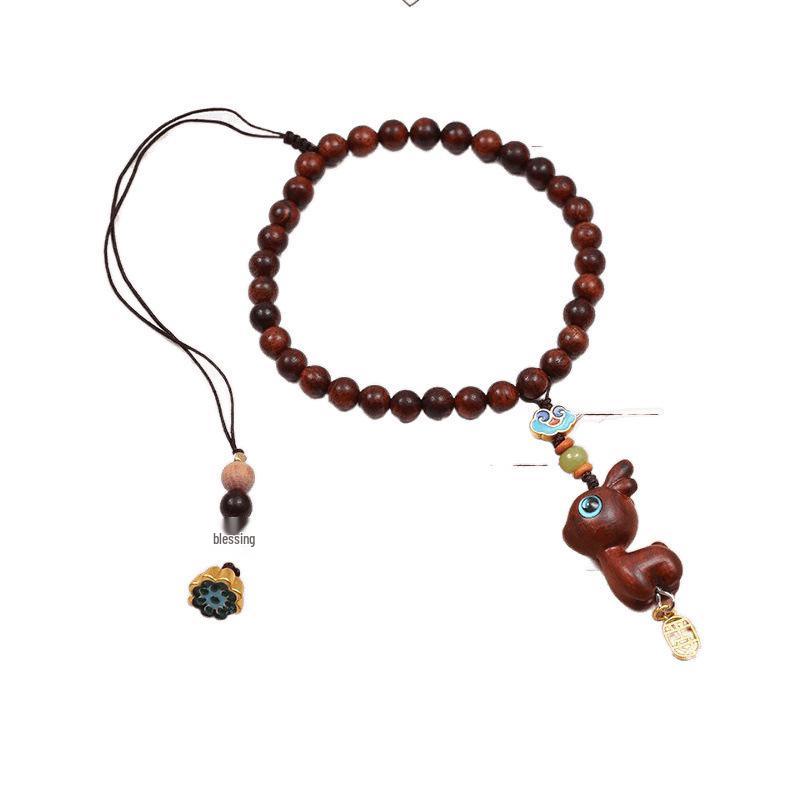 Sandalwood Deer Car Pendant: Cute Rearview Mirror Ornament for Men & Women