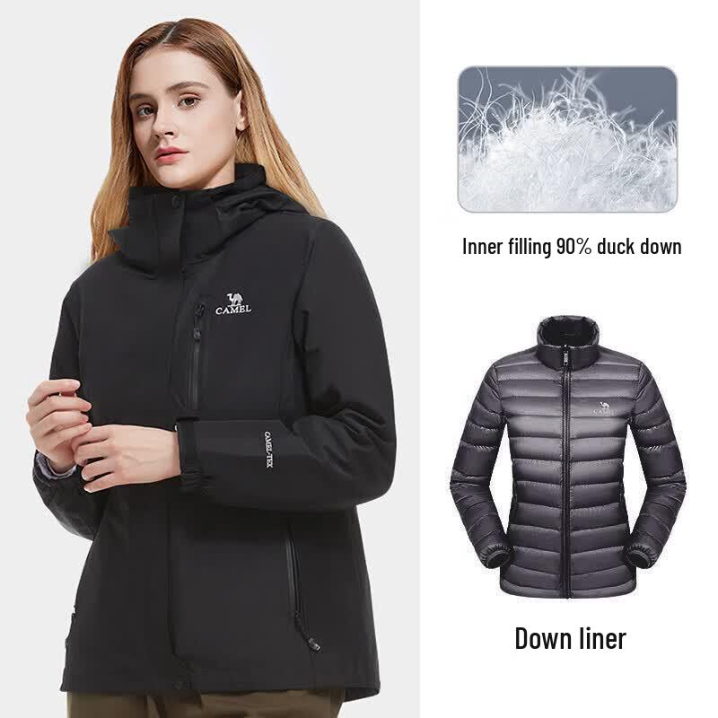 CAMEL Women's V25CA18002 Down-Lined 3-in-1 Waterproof Jacket