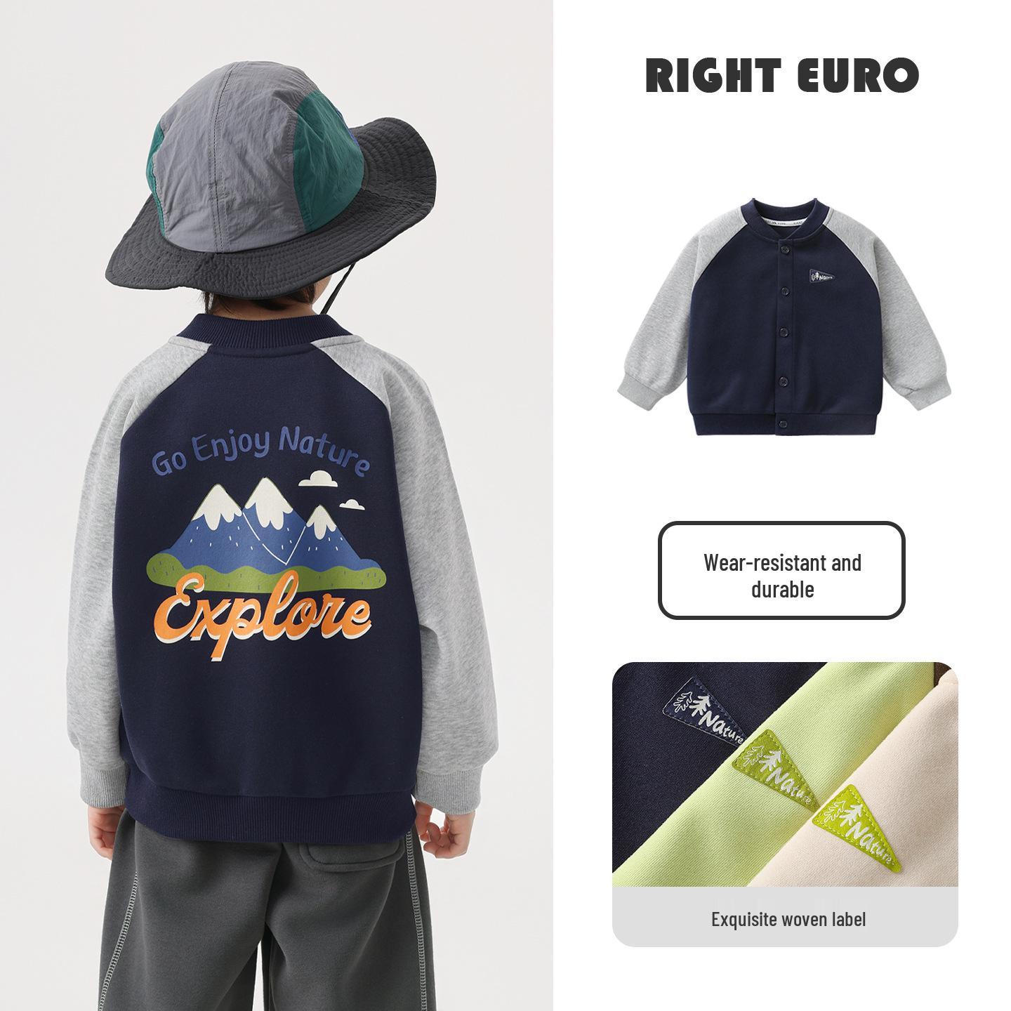 European Boys  Mountain Style Baseball Jacket, Spring 2026 - Trendy Children s Clothing for Baby and Toddler, Ideal for Spring/Autumn. 90 cm