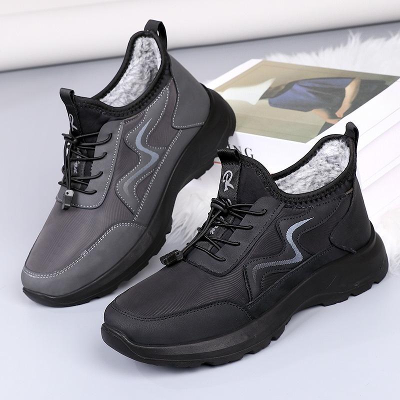 Fleece and Thickened Cloth Shoes, Men's Waterproof and Anti-slip Mid-soled Sports Shoes
