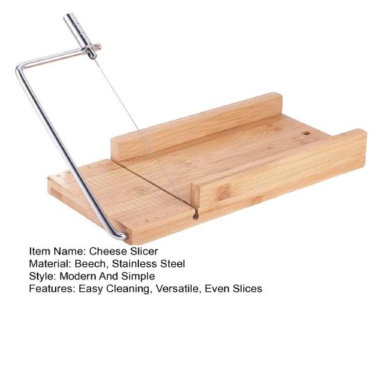 Cheese Slicer with Stainless Steel Wire Wood Cutter for Cheese Butter Even Slices Cheese Cutter for Parties Family Dinners