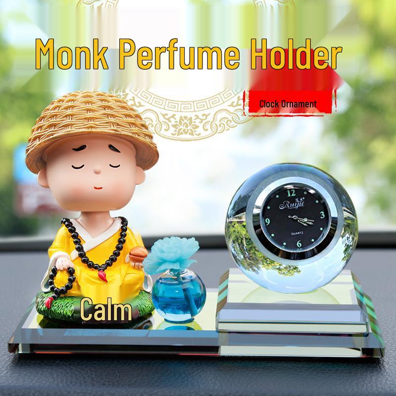 Solar-Powered Monk Car Perfume Shaking Head Cartoon Ornament